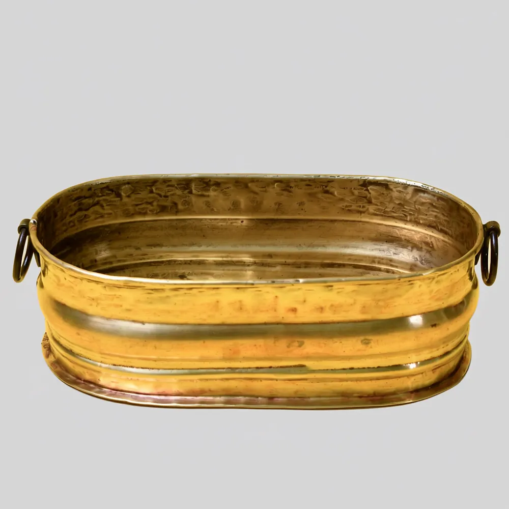 Винтажное Латунное Овальное Кашпо для цветов или Горшок - Зольник, Франция, середина ХХ века!