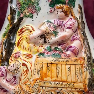 Большой Декоративный Кувшин - Ваза «Райский Сад», Фаянс Capodimonte / Каподимонте Италия Н-53 см.