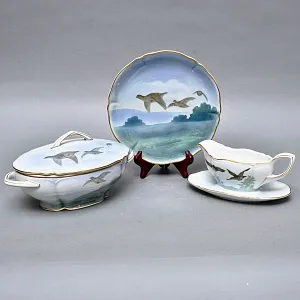 Столовый Фарфоровый сервиз «Охота» на 12 персон, Kaestner Saxonia Германия, первая половина ХХ века.