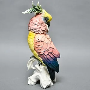 Большая Фарфоровая Статуэтка «Птица. Желто - Розовый Какаду» Н -36 см., Karl Ens Германия, 50-е годы.