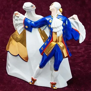 Антикварная Фарфоровая Статуэтка «Танец - МЕНУЭТ» в стиле Арт-Деко, LA MAITRISE Франция -20 гг.