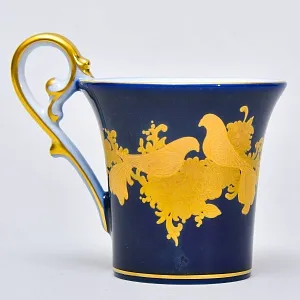 Коллекционная Кофейная Пара «Золотые Птицы», Фарфор KAISER Германия.