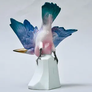 Антикварная Фарфоровая Статуэтка «Птица - Зимородок». Karl Ens Германия, первая половина ХХ века.