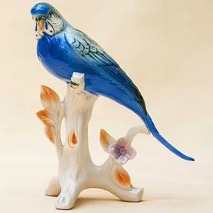 Птица - Фарфоровая статуэтка «Голубой Попугайчик», Карл Энс / Karl Ens,  Германия, 50-е гг.