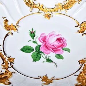 Антикварное Фарфоровое Блюдо - Тарелка «РОЗА», MEISSEN Германия, 1924 - 1934 годы.