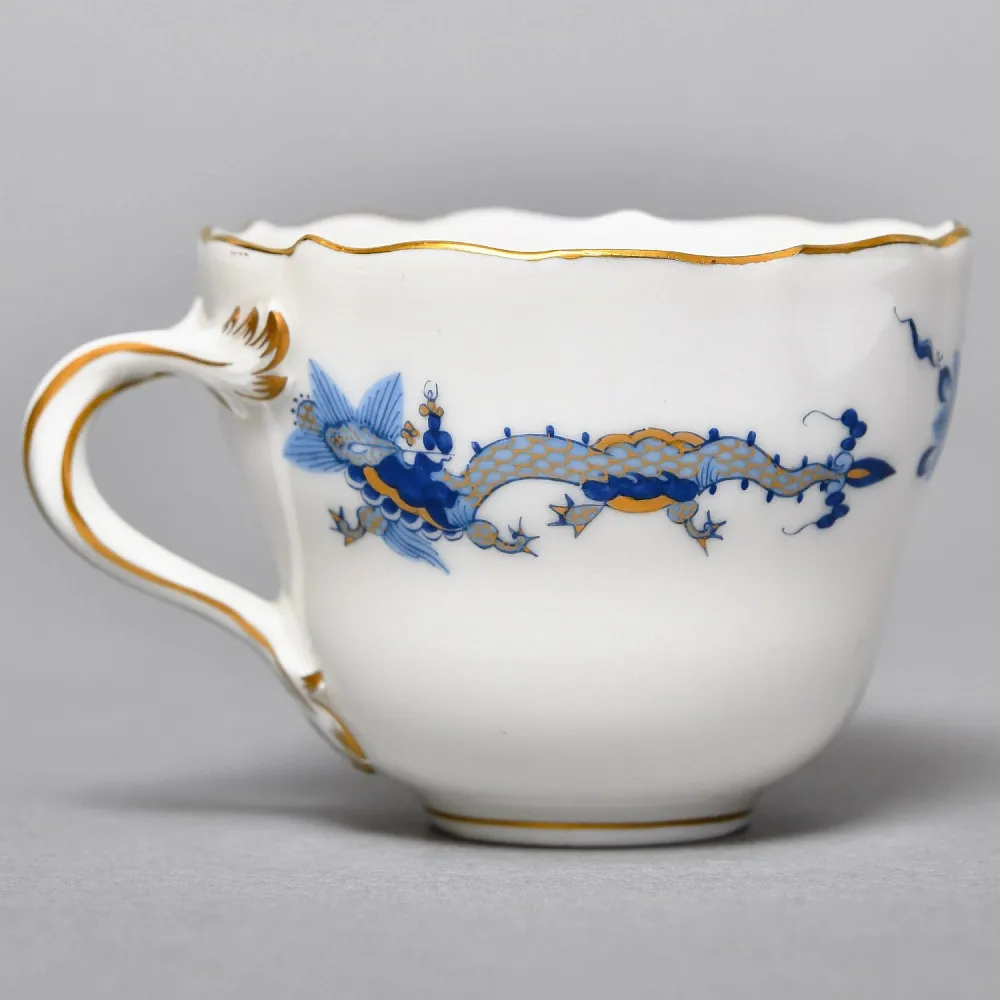 Классическая Кофейная пара и Десертная тарелка «Синий Дракон», Фарфор MEISSEN, Германия. 