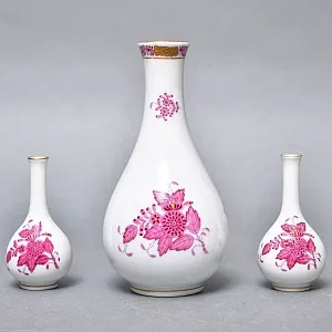 Миниатюрные Фарфоровые Вазочки - Триптих «APPONYI PURPUR», HEREND Венгрия.