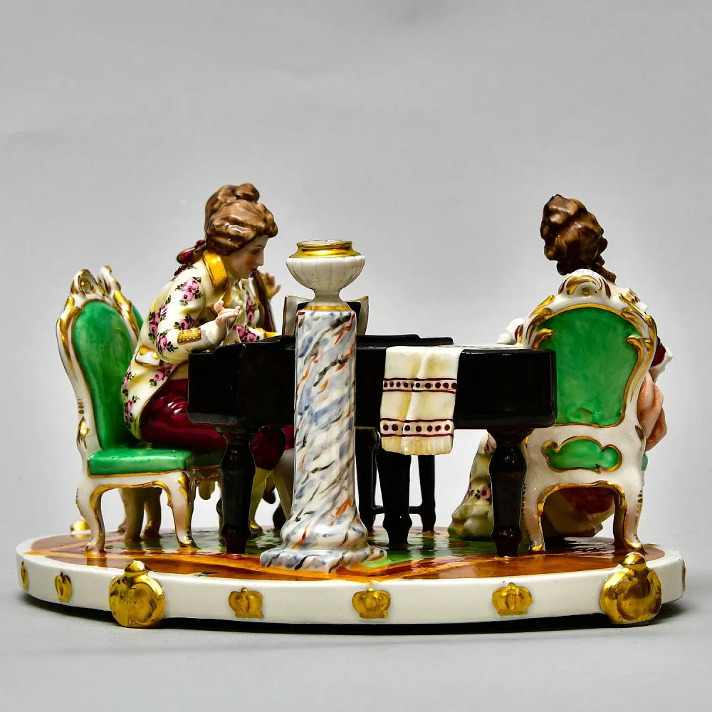 Антикварная Фарфоровая Статуэтка - Подсвечник "Музыкальное Трио", Ernst Bohne Sohne Германия.