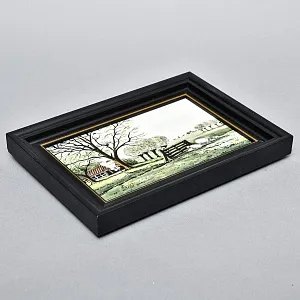 Фарфоровый Пласт - Картина - Панно «Сельский пейзаж. Подворье», Royal Delft Голландия 50 гг.