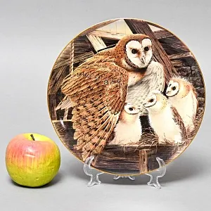 Коллекционная Тарелка «Сова Сипуха - Обнимающие птенцов» Фарфор, Franklin Porcelain США -1983 год.