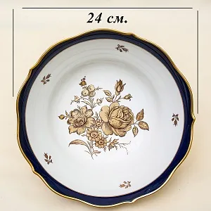 Кобальтовый Фарфоровый Столовый сервиз «Marie-Luise» на 6 персон, LINDNER Kups, Германия 60-гг.