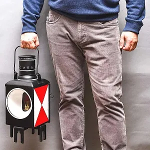 Большой Антикварный Железнодорожный Керосиновый Сигнальный Фонарь, Франция начало ХХ века.