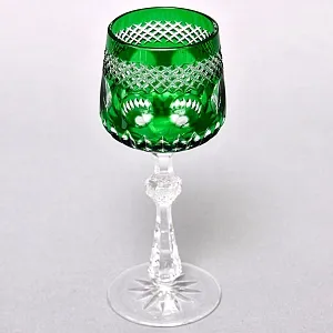 Хрустальный Бокал для вина серия «Monaco» зелёного цвета, JOSEPHINENHUTTE Германия, 50-е годы ХХ века. 