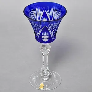 Антикварный Хрустальный Бокал для вина синего цвета, Knittel FAKIRIS, Германия, 30-е гг.