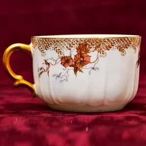 Антикварная Фарфоровая Чайно-Кофейная пара + Тарелка (тройка), Франция Limoges, 1876 - 1896 годы. 