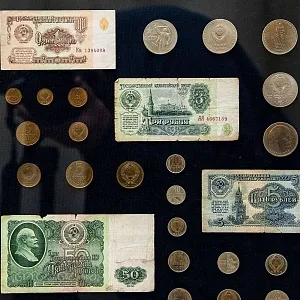 Настенное Коллекционное Панно - Картина «Советские монеты и Банкноты», СССР.