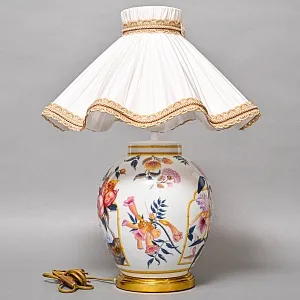 Настольная Электрическая Лампа - Светильник «Цветущий Гранат» Фарфор PORCELAIN DE PARIS, Франция.