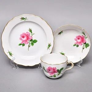 Фарфоровый Чайный Сервиз «РОЗА Мейсена» на 6-ть персон, MEISSEN / МЕЙСЕН Германия. 