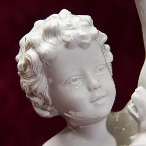 Большая Антикварная Авторская Статуэтка «Мальчик с собакой», Фарфор Villenauxe, Франция -30 гг.