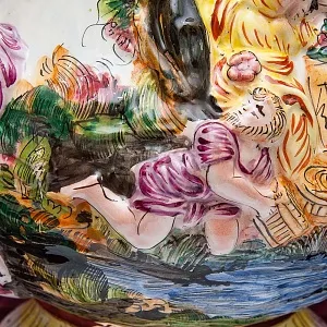 Большой Декоративный Кувшин - Ваза «Райский Сад», Фаянс Capodimonte / Каподимонте Италия Н-53 см.