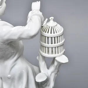 Антикварная Фарфоровая статуэтка «Птицелов с собакой», Fraureuth Германия, 1919 - 1926 годы. 