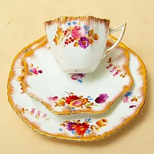 Антикварная, Коллекционная Чайная пара +Тарелка (Тройка) , Англия, конец ХIX - начало ХХ века.