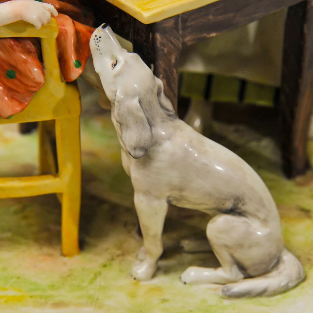 Антикарная Фарфоровая Статуэтка «Едоки каши. Завтрак», Aсkermann & Fritze начало ХХ века.