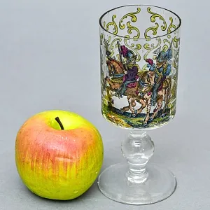 Редкость! Антикварный Стеклянный Бокал - Кубок для Вина «Воины - Охотники», Германия конец XIX века. 