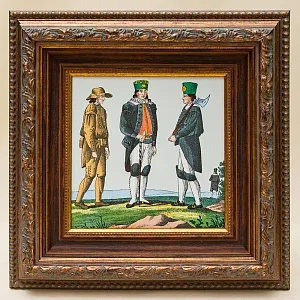 Настенное Панно - Плакетка - Картина «Люди средневековья», Керамика, Италия - вторая половина ХХ века. 