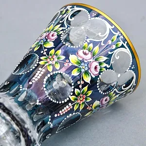 Редкая!!! Коллекционная Ваза - Карандашница, Цветочная Эмалевая роспись, Хрусталь Witti,  Германия 60-е гг.