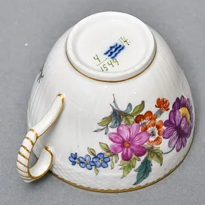 Антикварная Кофейная пара «Летние цветы», Фарфор Royal Copenhagen Дания, 1870 - 1890 годы. 