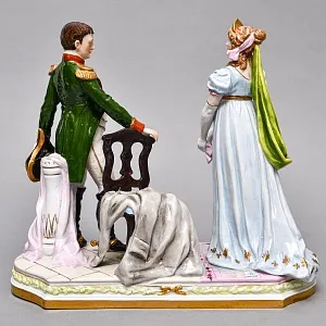 Коллекционная Фарфоровая статуэтка «Наполеон Бонапарт и Луиза Прусская» Scheibe-Alsbach Германия. 