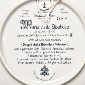 Коллекционная Тарелка «Дева Мария и Елизавета» Фарфор, Италия -1992 год. 
