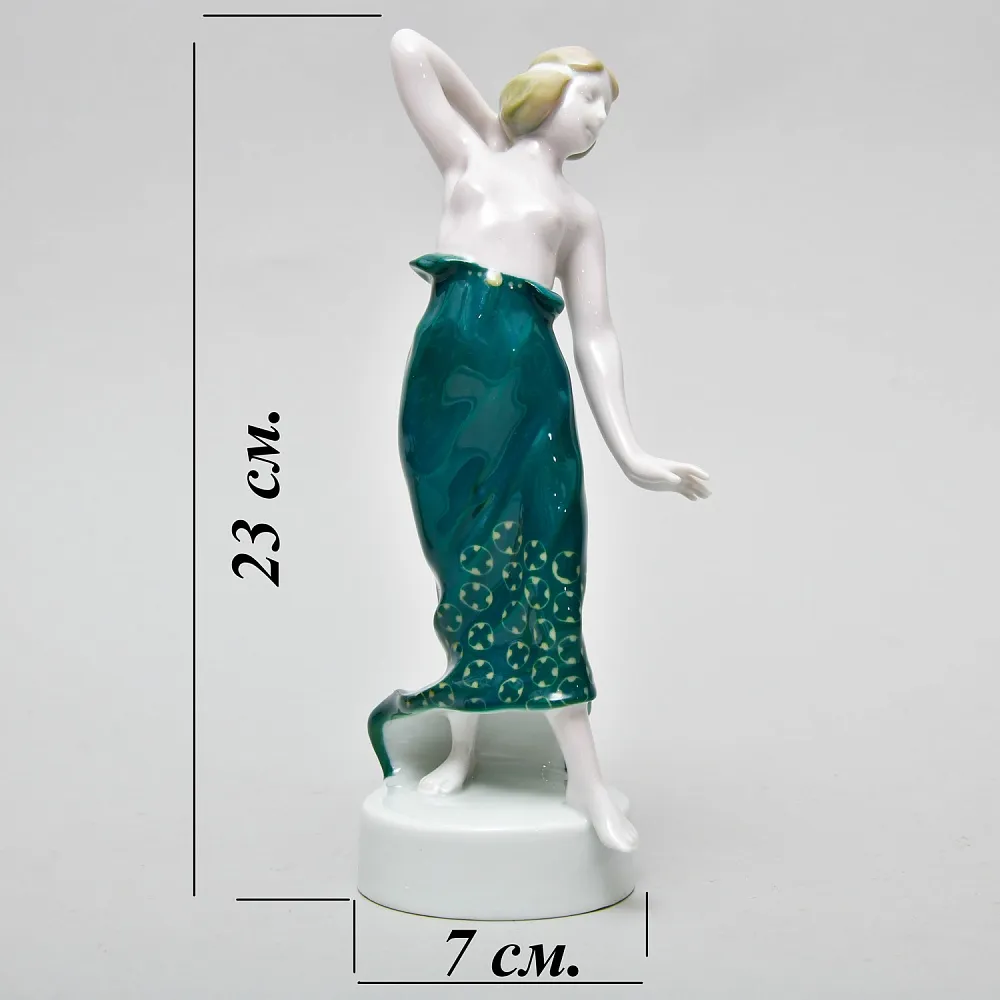 Редкость! Антикварная Фарфоровая Статуэтка «Танцовщица в зеленой юбке», ROSENTHAL Германия - 1918 год.