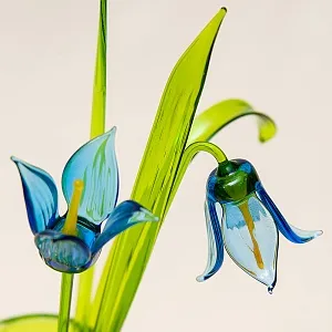 Авторская Стеклянная Статуэтка «Цветы КОЛОКОЛЬЧИКИ», Цветное стекло, Россия.