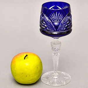 Хрустальный Бокал для вина серия «IMPERIAL» синего цвета, JOSEPHINENHUTTE Германия, 50-е годы ХХ века.