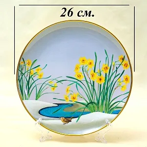 Коллекционная Тарелка - Блюдо «Май» - «Воробей и Нарциссы» Фарфор, Franklin Mint Япония, 1979 год.