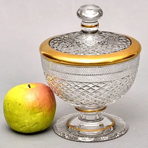 Винтажная Хрустальная Ваза с крышкой - Конфетница - Доза, SCHONBORNER, Германия 50-е гг.