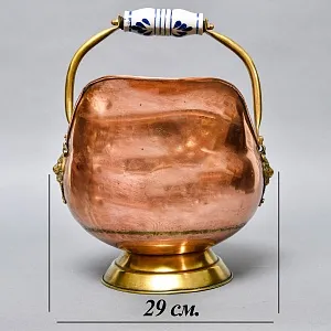 Классический Медный Зольник с Фарфоровыми ручками, Англия первая половина ХХ века!