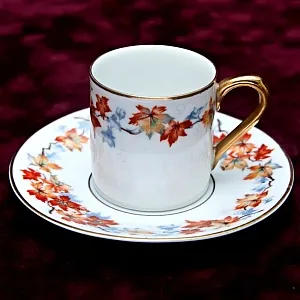 Фарфоровая Кофейная Пара «Кленовые листья», Бавария, Германия вторая половина ХХ века.-копия