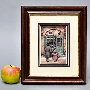 Объемная Картина - Панно в технике 3D декупаж «У витрины магазина», 70-е годы ХХ века.