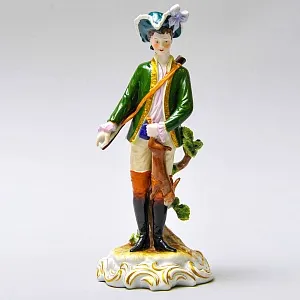 Коллекционная Фарфоровая статуэтка «Охотник с трофеем», Scheibe - Alsbach Германия 1952 - 1972 годы.