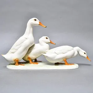 Большая Коллекционная Фарфоровая статуэтка «Три белые утки», Hutschenreuther Германия.