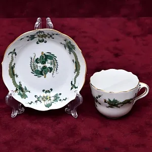 Классическая Фарфоровая Кофейная пара «Зеленый Дракон», MEISSEN Германия, первая половина ХХ века.
