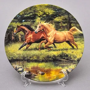 Коллекционная Фарфоровая тарелка «Лошади. Скачки у реки», Furstenberg Германия - 1996 год.