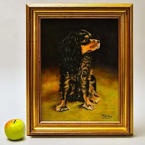 Художественная картина «СПАНИЕЛЬ», Холст, Масло. Бельгия - 70-е годы ХХ века.