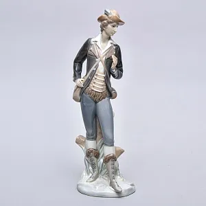 Винтажная Фарфоровая статуэтка «Сельский юноша. Охотник»,  Lladro Испания - 1969 год.