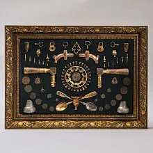 Настенное Коллекционное Панно - Картина "Старинные Латунные штучки". Россия конец XIX - начало ХХ века.