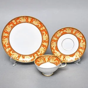 Коллекционная Фарфоровая Чайная тройка «Золотые грифоны», Kaiser Германия, 1979 - 1990 годы. 