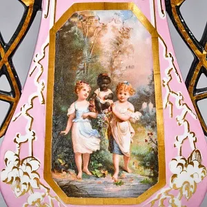 Антикварные Парные Фарфоровые Вазы «Счастливое детство», Франция, конец XIX - начало ХХ века. 